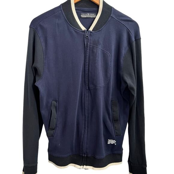 Five Four Men's Blue Full Zip Track Jacket Size Medium Pockets 100% Cotton - Picture 1 of 9